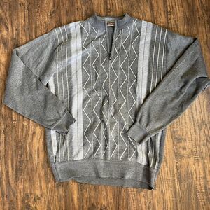Grandpa Core Sweater Men’s Large Concept Sports‎ Gray 1/4 Zip Geometric